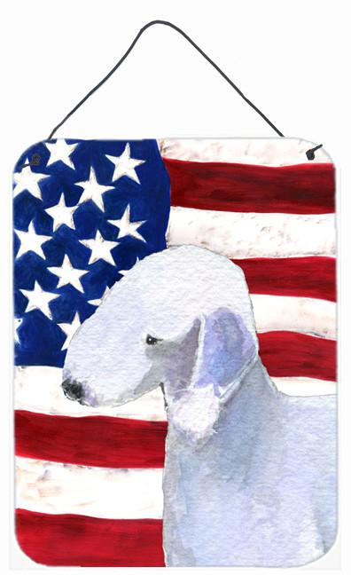 USA American Flag with Bedlington Terrier Wall or Door Hanging Prints by Caroline's Treasures
