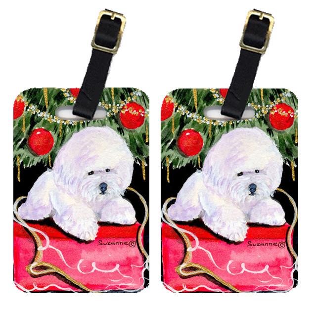 Christmas Tree with  Bichon Frise Luggage Tags Pair of 2 by Caroline's Treasures