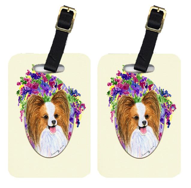 Pair of 2 Papillon Luggage Tags by Caroline's Treasures