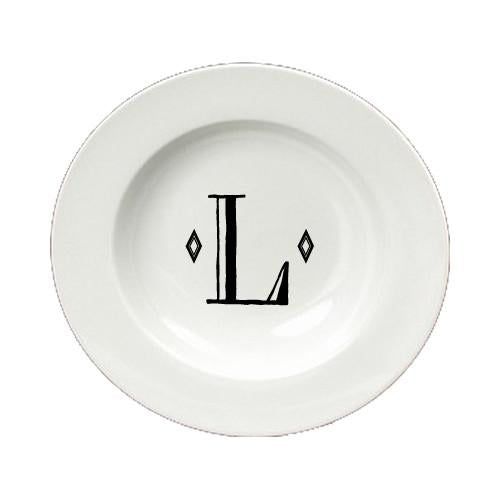 Letter L Initial Monogram Retro Round Ceramic White Soup Bowl CJ1058-L-SBW-825 by Caroline's Treasures