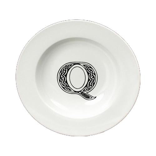 Letter Q Initial Monogram Celtic Round Ceramic White Soup Bowl CJ1059-Q-SBW-825 by Caroline's Treasures