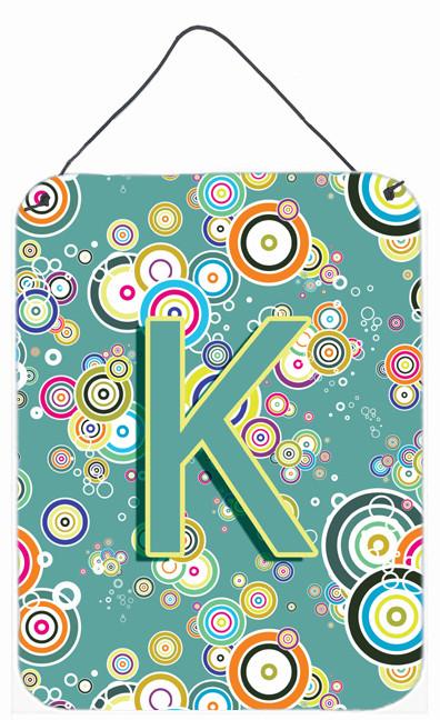 Letter K Circle Circle Teal Initial Alphabet Wall or Door Hanging Prints CJ2015-KDS1216 by Caroline's Treasures