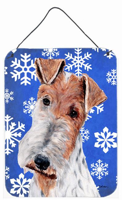 Wire Fox Terrier Winter Snowflakes Wall or Door Hanging Prints SC9772DS1216 by Caroline's Treasures