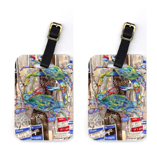 Pair of Blue Crabby Bottles of Barqs Rootbeer Luggage Tags by Caroline&#39;s Treasures