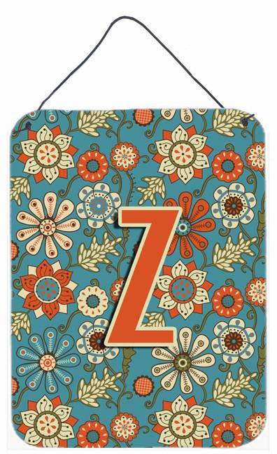 Letter Z Flowers Retro Blue Wall or Door Hanging Prints CJ2012-ZDS1216 by Caroline's Treasures