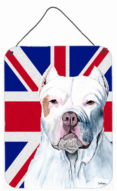 Pit Bull with English Union Jack British Flag Wall or Door Hanging Prints SC9838DS1216 by Caroline's Treasures