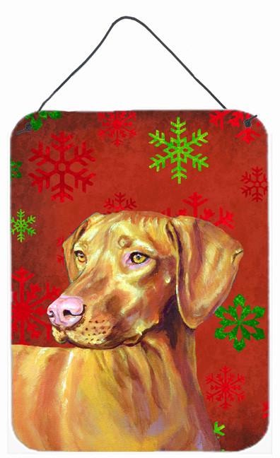 Vizsla Red and Green Snowflakes Holiday Christmas Wall or Door Hanging Prints by Caroline's Treasures