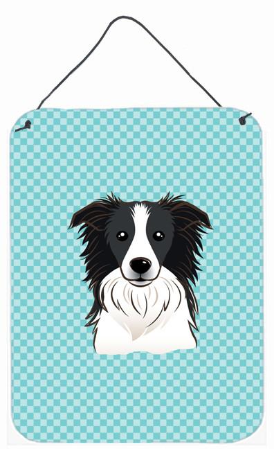 Checkerboard Blue Border Collie Wall or Door Hanging Prints BB1179DS1216 by Caroline's Treasures