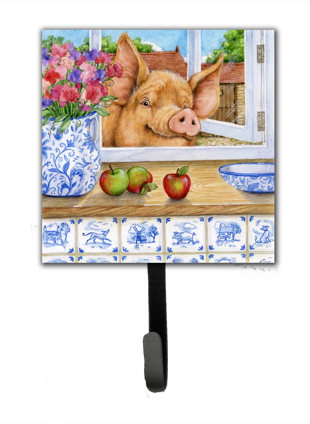Pig trying to reach the Apple in the Window Leash or Key Holder CDCO0352SH4 by Caroline's Treasures