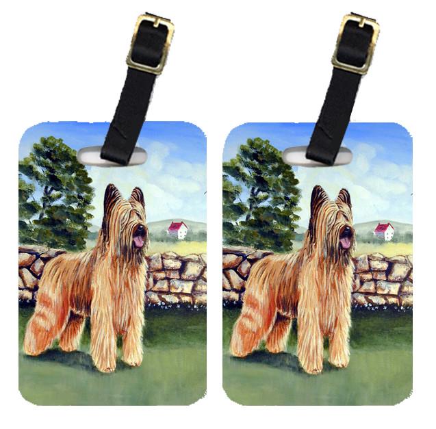 Pair of 2 Briard by the stone fence Luggage Tags by Caroline's Treasures