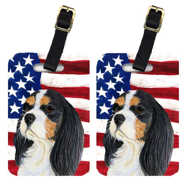Pair of USA American Flag with Cavalier Spaniel Luggage Tags SS4248BT by Caroline&#39;s Treasures