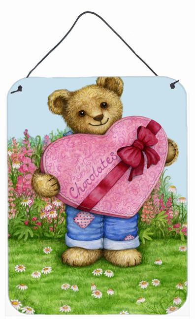 Valentine Teddy Bear with Chocolates Wall or Door Hanging Prints CDCO318ADS1216 by Caroline's Treasures