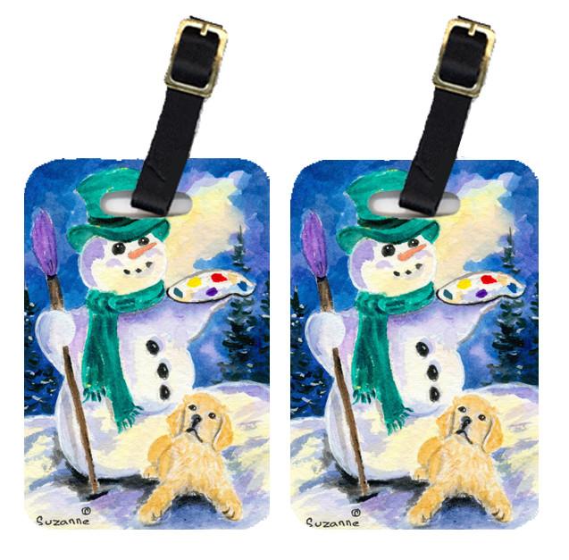 Snowman with Golden Retriever Luggage Tags Pair of 2 by Caroline's Treasures