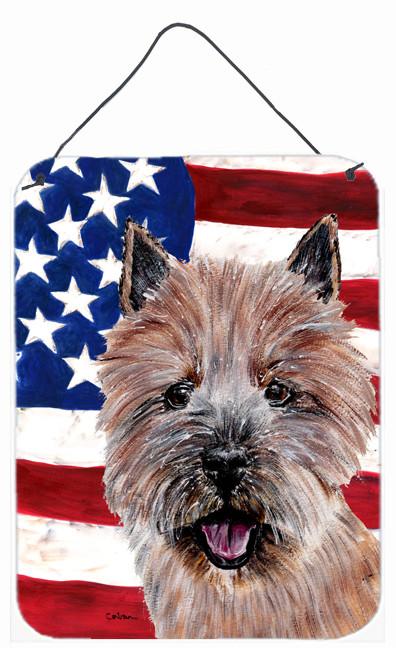 Norwich Terrier with American Flag USA Wall or Door Hanging Prints SC9638DS1216 by Caroline's Treasures