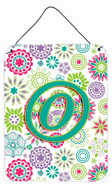 Letter O Flowers Pink Teal Green Initial Wall or Door Hanging Prints CJ2011-ODS1216 by Caroline's Treasures