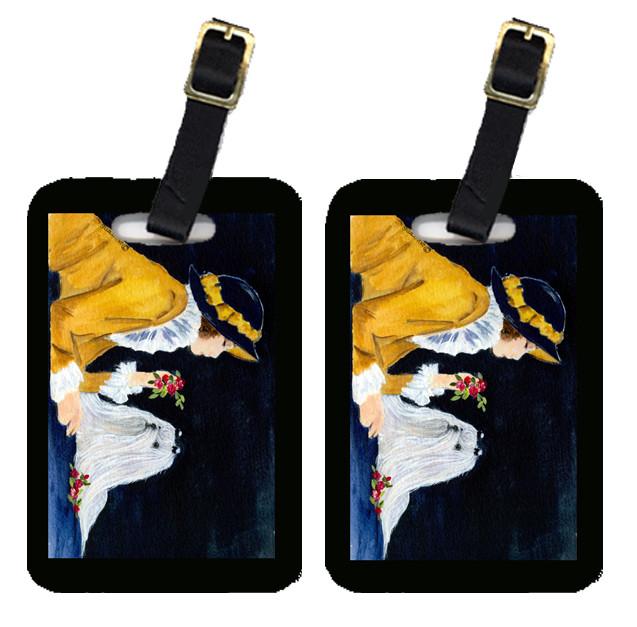 Lady with her Maltese Luggage Tags Pair of 2 by Caroline's Treasures