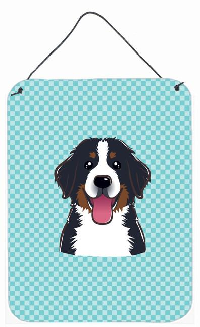 Checkerboard Blue Bernese Mountain Dog Wall or Door Hanging Prints BB1175DS1216 by Caroline's Treasures