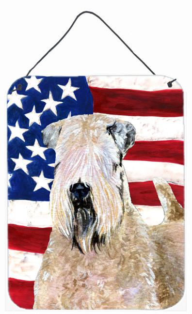 USA American Flag with Wheaten Terrier Soft Coated Wall or Door Hanging Prints by Caroline's Treasures