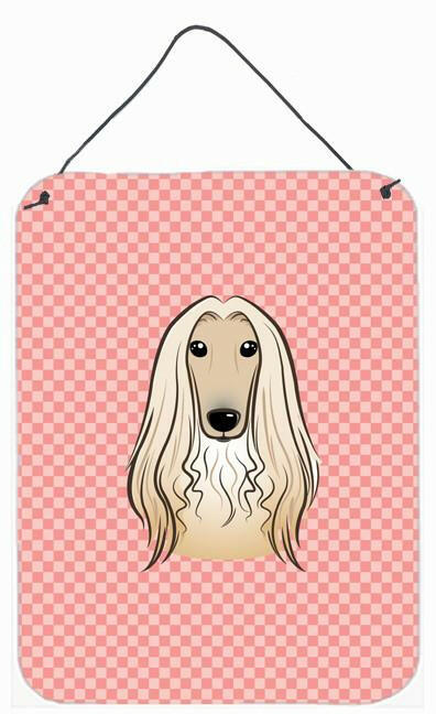 Checkerboard Pink Afghan Hound Wall or Door Hanging Prints BB1244DS1216 by Caroline's Treasures