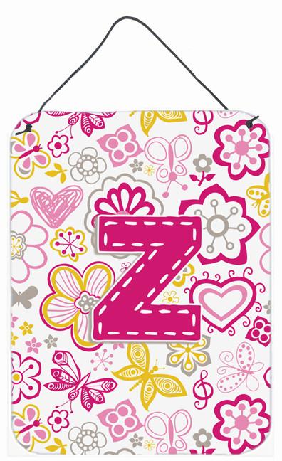 Letter Z Flowers and Butterflies Pink Wall or Door Hanging Prints CJ2005-ZDS1216 by Caroline's Treasures