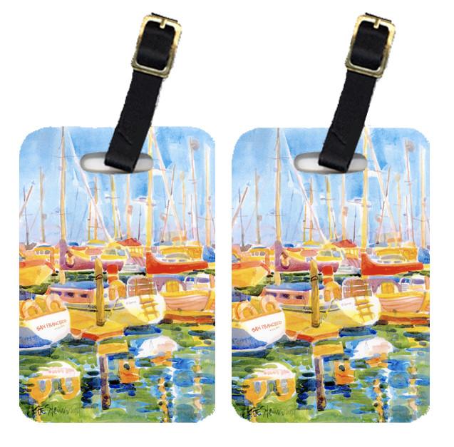 Pair of 2 Boats at Harbour Pier Luggage Tags by Caroline&#39;s Treasures