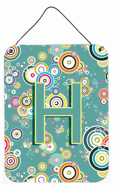 Letter H Circle Circle Teal Initial Alphabet Wall or Door Hanging Prints CJ2015-HDS1216 by Caroline's Treasures