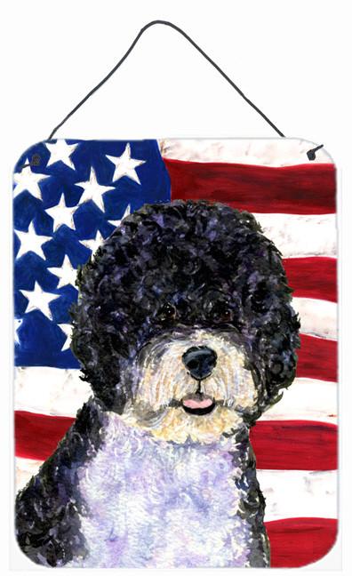 USA American Flag with Portuguese Water Dog Wall or Door Hanging Prints by Caroline's Treasures