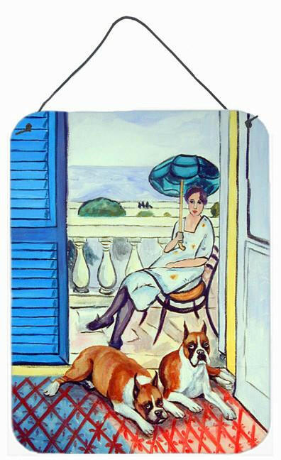 Lady with her Boxer Aluminium Metal Wall or Door Hanging Prints by Caroline's Treasures