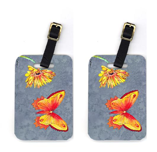 Pair of Gerber Daisy and Buttefly Luggage Tags by Caroline's Treasures