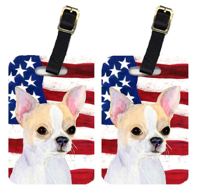 Pair of USA American Flag with Chihuahua Luggage Tags SS4230BT by Caroline&#39;s Treasures