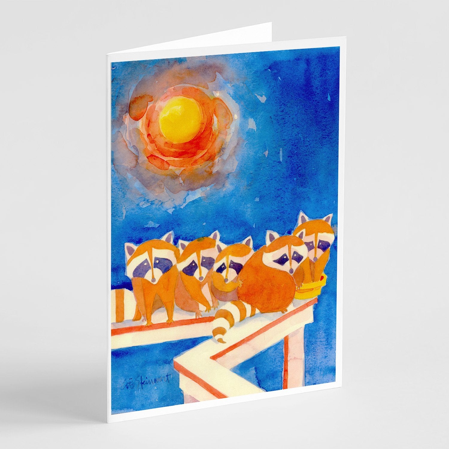 Buy this Raccoons on the railing Greeting Cards and Envelopes Pack of 8