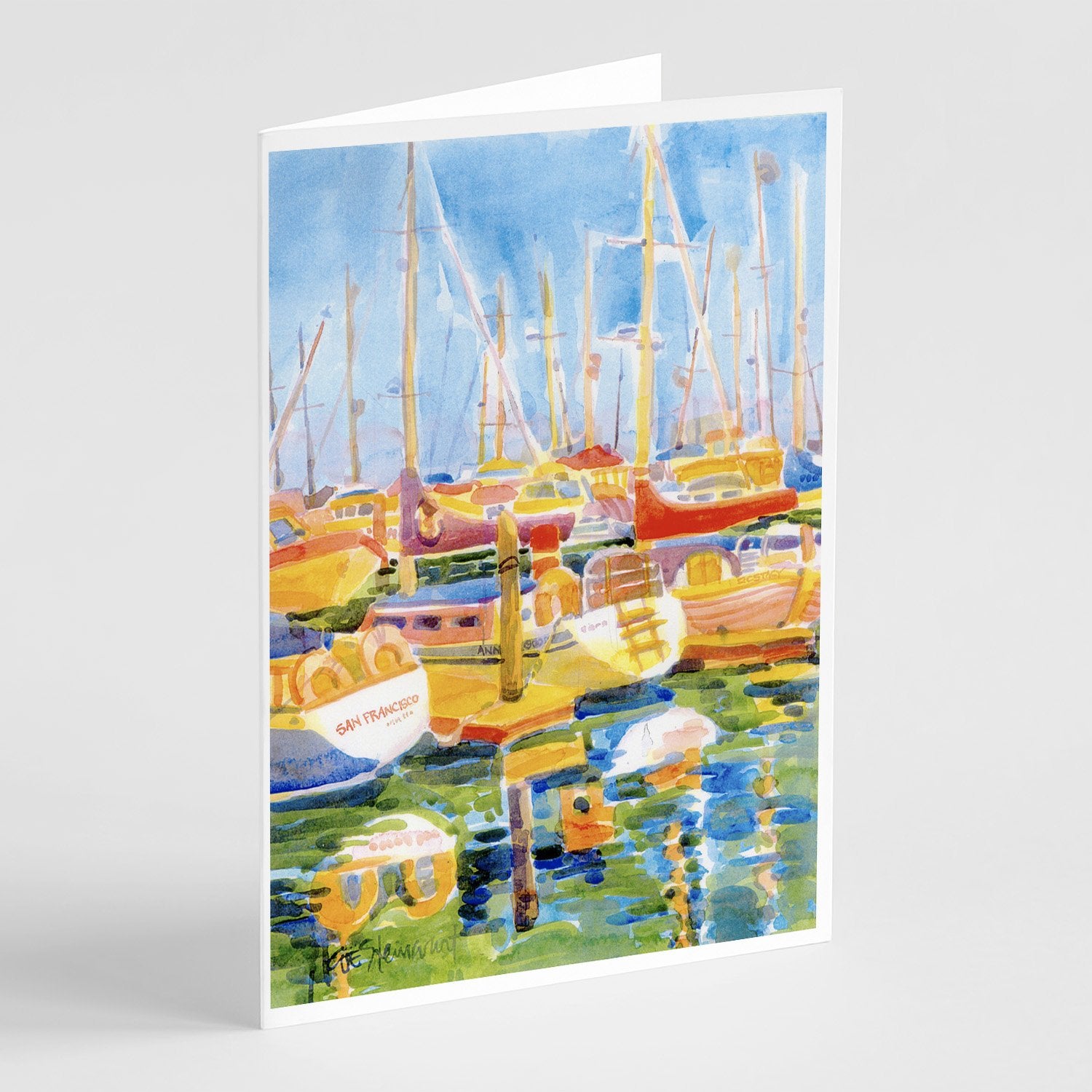 Buy this Boats at the Harbour Greeting Cards and Envelopes Pack of 8