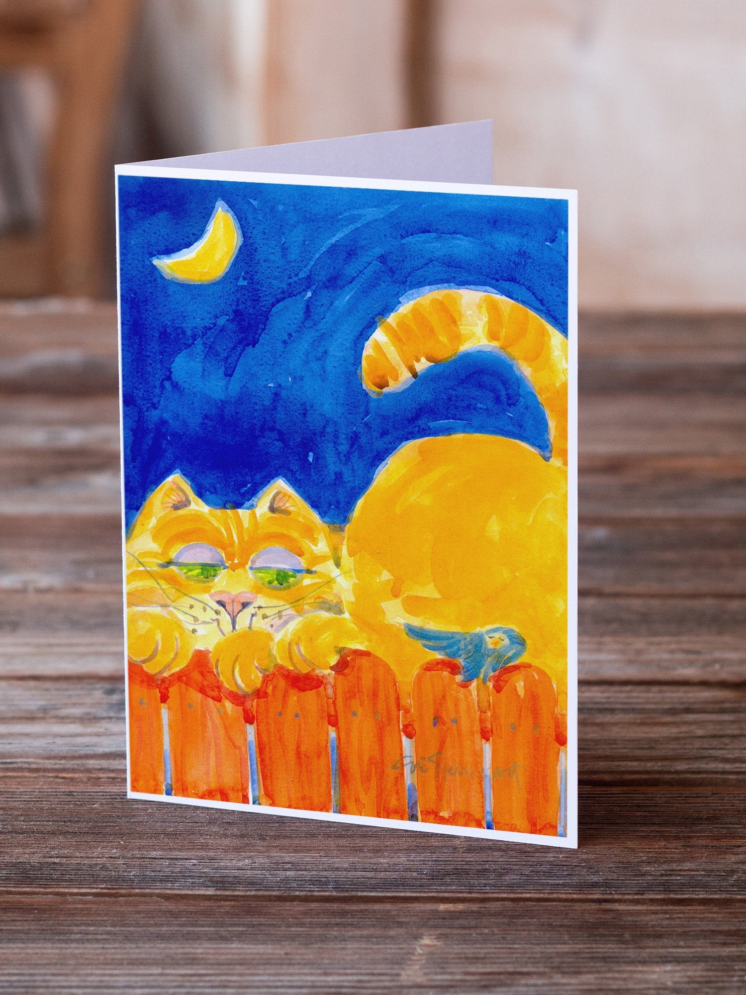 Buy this Big orange Tabby cat on the fence Greeting Cards and Envelopes Pack of 8