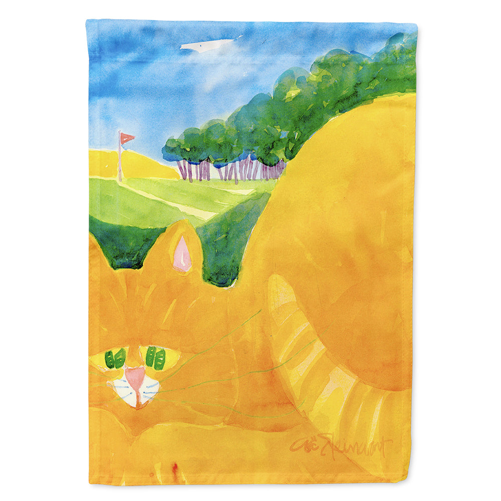 Orange Tabby Cat on the Green Golfer  Flag Canvas House Size