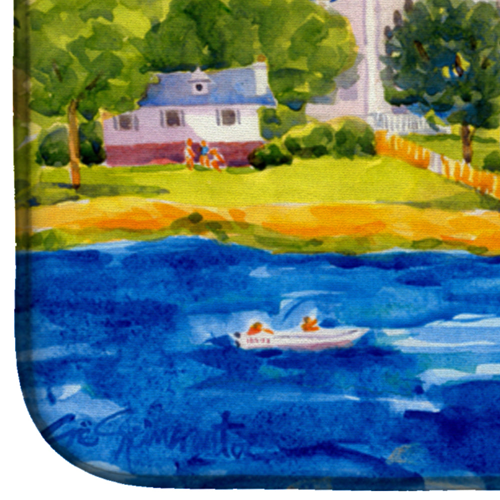 Harbour Scene with Sailboat Dish Drying Mat 6031DDM