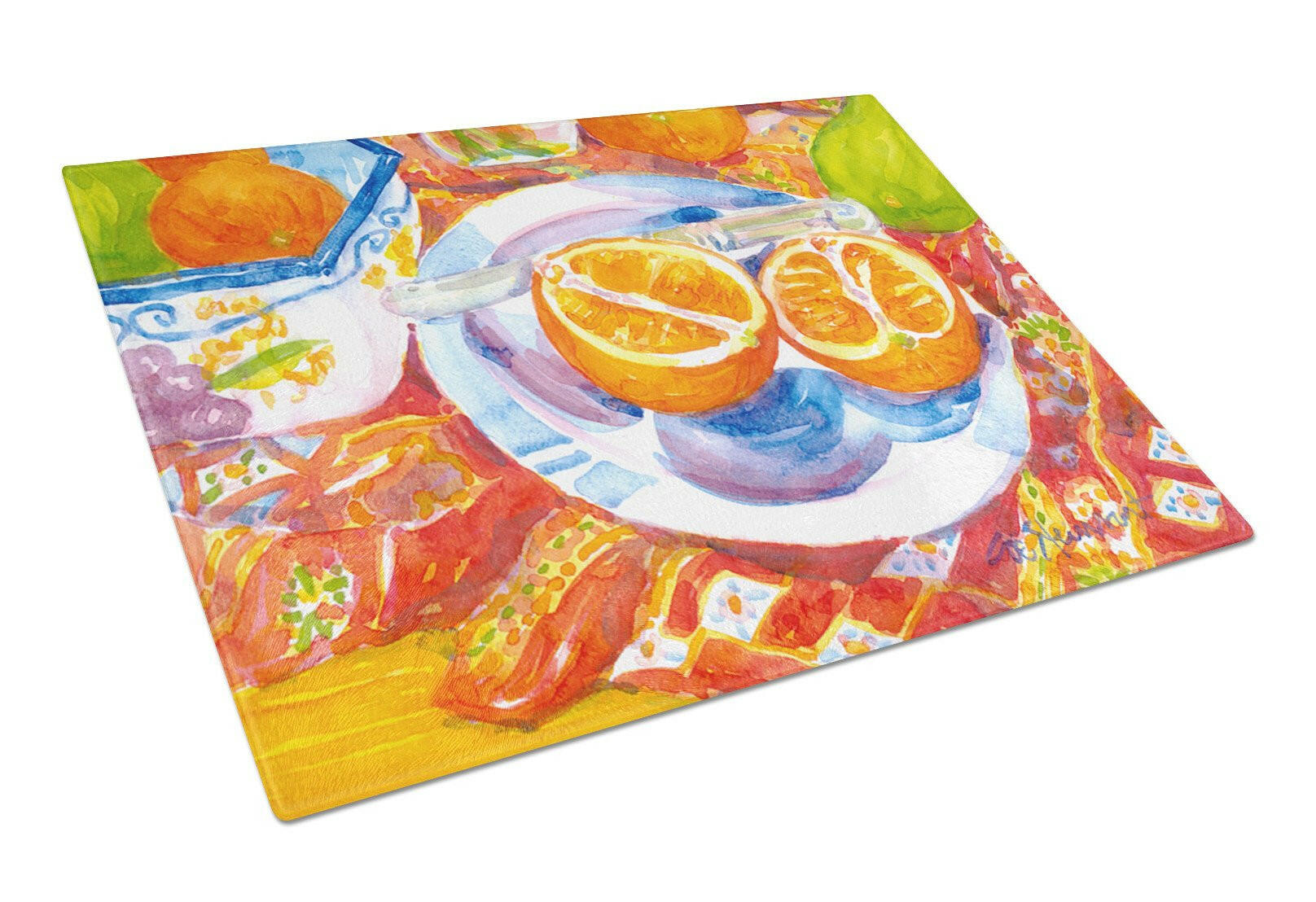 Florida Oranges Sliced for breakfast  Glass Cutting Board Large by Caroline's Treasures