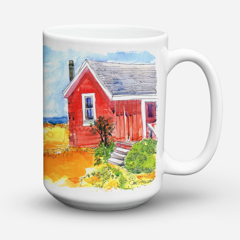 Old Red Cottage House at the lake or Beach Dishwasher Safe Microwavable Ceramic Coffee Mug 15 ounce 6041CM15