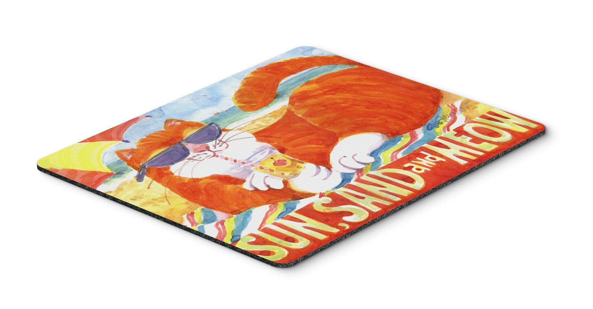 Orange Tabby at the beach Mouse pad, hot pad, or trivet by Caroline's Treasures