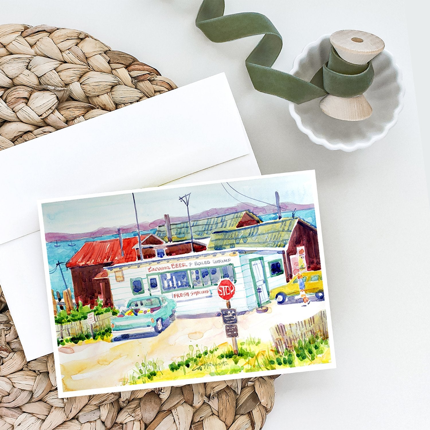 Buy this Seafood Shack for fresh shrimp Greeting Cards and Envelopes Pack of 8