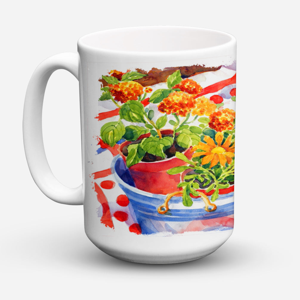Flowers with a side of lemons Dishwasher Safe Microwavable Ceramic Coffee Mug 15 ounce 6058CM15