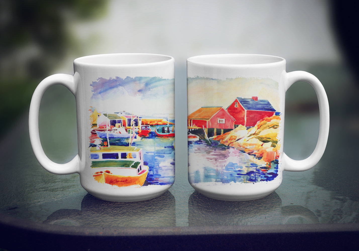 Boats at Harbour with a view Dishwasher Safe Microwavable Ceramic Coffee Mug 15 ounce 6059CM15