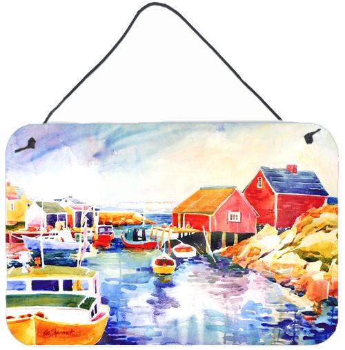 Boats at Harbour with a view Indoor Aluminium Metal Wall or Door Hanging Prints by Caroline&#39;s Treasures
