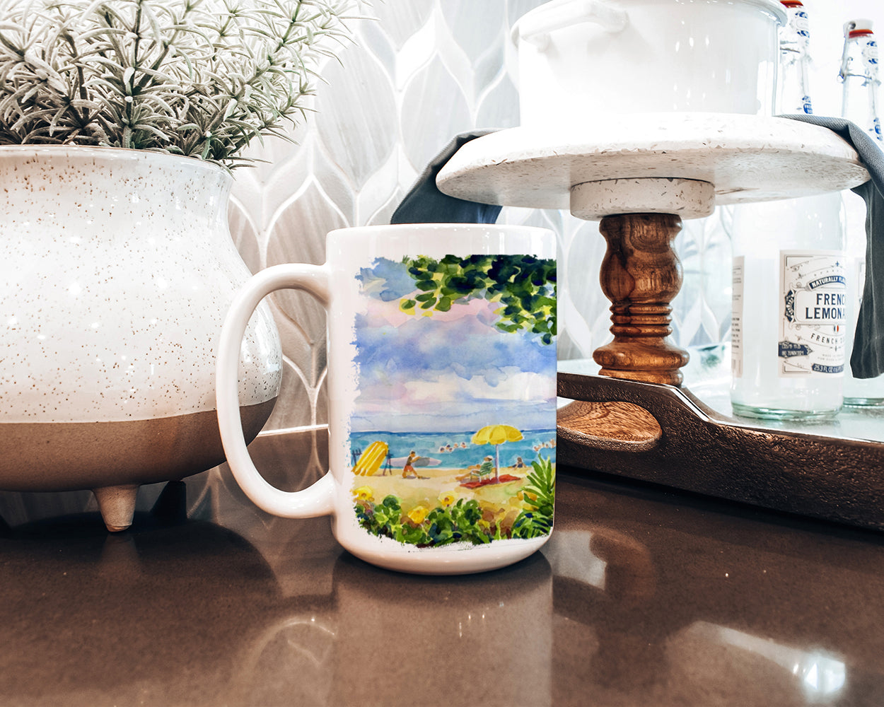 Beach Resort view from the condo Dishwasher Safe Microwavable Ceramic Coffee Mug 15 ounce 6065CM15