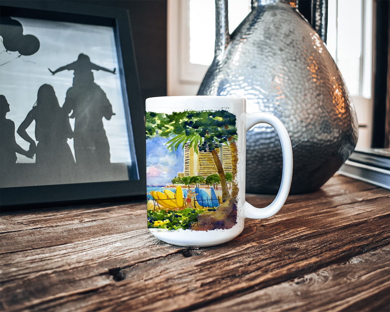 Beach Resort view from the condo Dishwasher Safe Microwavable Ceramic Coffee Mug 15 ounce 6065CM15