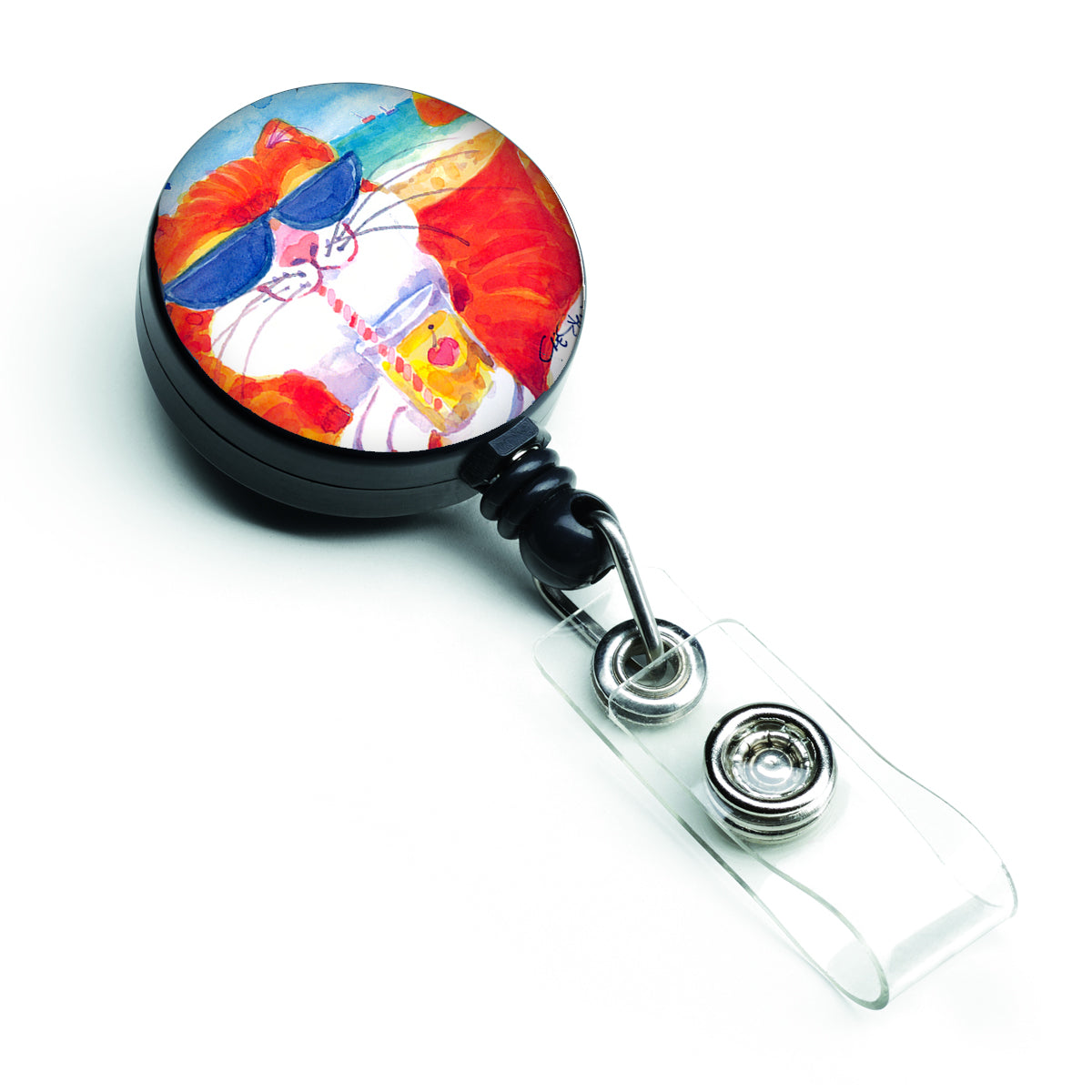 Cool Cat with Sunglasses at the beach Retractable Badge Reel 6118BR