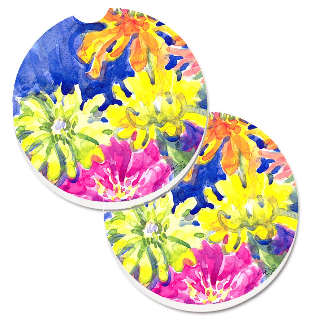 Flower Set of 2 Cup Holder Car Coasters 6122CARC by Caroline's Treasures