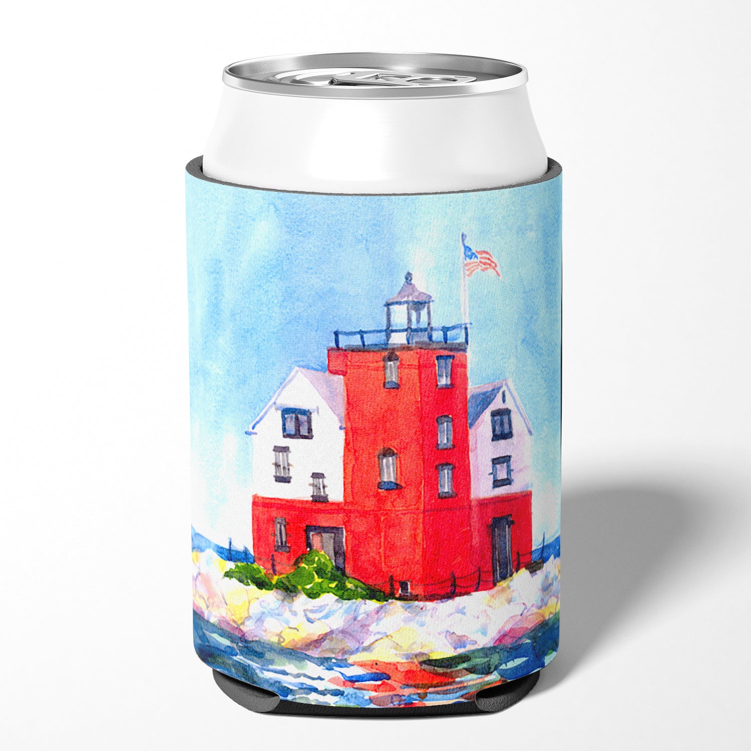 Lighthouse on the rocks Harbour Can or Bottle Beverage Insulator Hugger.