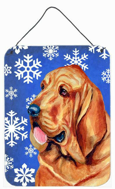 Bloodhound Winter Snowflakes Holiday Wall or Door Hanging Prints by Caroline's Treasures