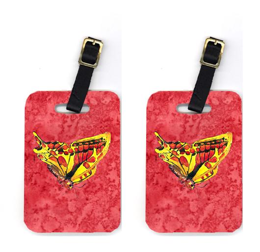 Pair of Butterfly on Red Luggage Tags by Caroline's Treasures