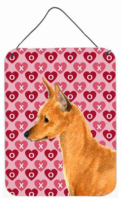 Min Pin Hearts Love and Valentine's Day Portrait Wall or Door Hanging Prints by Caroline's Treasures
